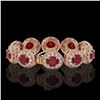 Image 2 : 49.17 ctw Certified Ruby & Diamond Victorian Bracelet 14K Rose Gold - REF-1369R3K