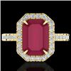 Image 1 : 5.33 ctw Ruby & Micro Pave VS/SI Diamond Ring 18k Yellow Gold - REF-94M4G