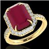 Image 2 : 5.33 ctw Ruby & Micro Pave VS/SI Diamond Ring 18k Yellow Gold - REF-94M4G