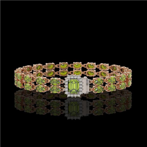 16.97 ctw Tourmaline & Diamond Bracelet 14K Rose Gold - REF-236G4W