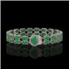 Image 1 : 19.57 ctw Emerald & Diamond Bracelet 14K White Gold - REF-263Y6X