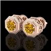 Image 1 : 1.07 ctw Intense Fancy Yellow Diamond Art Deco Earrings 18k Rose Gold - REF-172Y8X