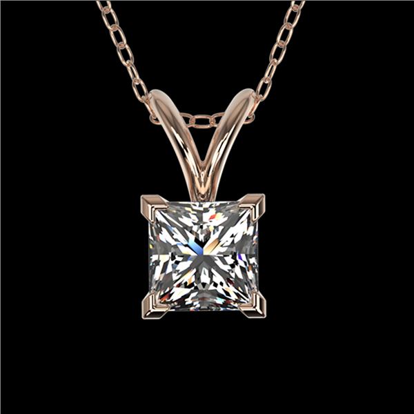 0.50 ctw Certified VS/SI Quality Princess Diamond Necklace 10k Rose Gold - REF-65R2K