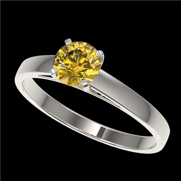 0.77 ctw Certified Intense Yellow Diamond Engagment Ring 10k White Gold - REF-82G2W