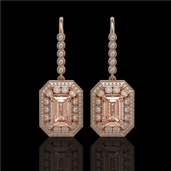 12.1 ctw Morganite & Diamond Victorian Earrings 14K Rose Gold - REF-410H4R