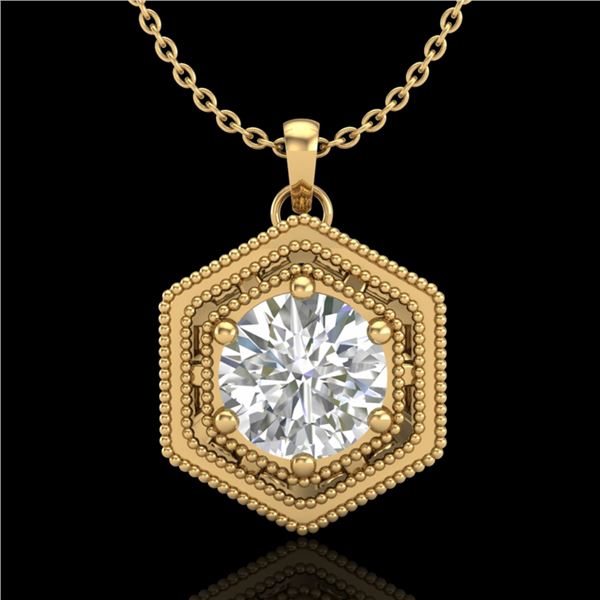 0.76 ctw VS/SI Diamond Solitaire Art Deco Necklace 18k Yellow Gold - REF-178G2W