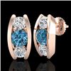 Image 2 : 2.18 ctw Fancy Intense Blue Diamond Art Deco Earrings 18k Rose Gold - REF-254H5R