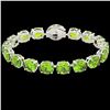 Image 2 : 67 ctw Peridot & Micro Pave Diamond Bracelet 14k White Gold - REF-428R8K