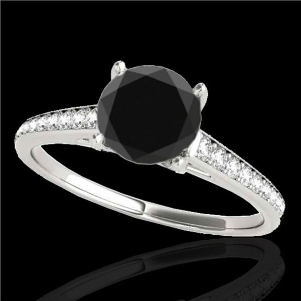 2 ctw Certified VS Black Diamond Solitaire Ring 10k White Gold - REF-57A3N