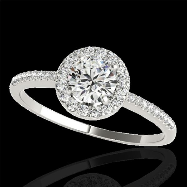 1.2 ctw Certified Diamond Solitaire Halo Ring 10k White Gold - REF-190M9G