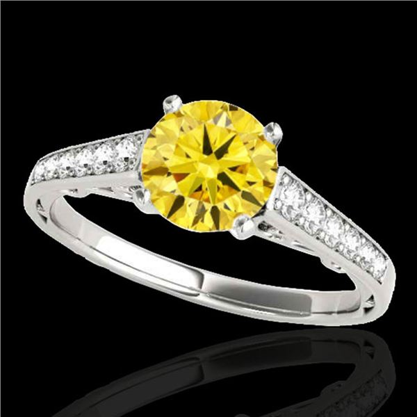 1.35 ctw Certified SI/I Fancy Intense Yellow Diamond Ring 10k White Gold - REF-177Y3X