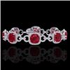 Image 1 : 25 ctw Ruby & Micro VS/SI Diamond Certified Bracelet 14k White Gold - REF-457H3R