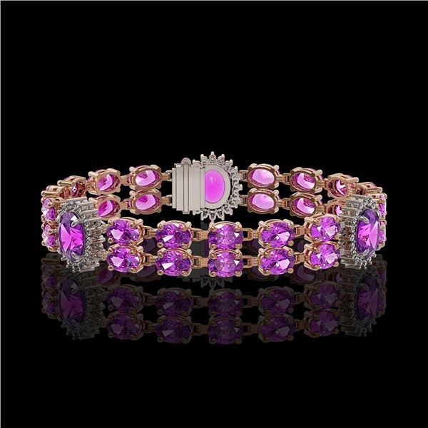 15.62 ctw Amethyst & Diamond Bracelet 14K Rose Gold - REF-254G5W