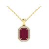 Image 2 : 5.50 ctw Ruby & Micro Pave VS/SI Diamond Necklace 18k Yellow Gold - REF-79M6G