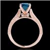 Image 2 : 1.21 ctw SI Certified Blue Diamond Solitaire Antique Ring 10k Rose Gold - REF-121H4R