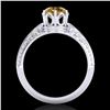 Image 3 : 1 ctw Intense Yellow Diamond Engagment Art Deco Ring 18k White Gold - REF-180K2Y