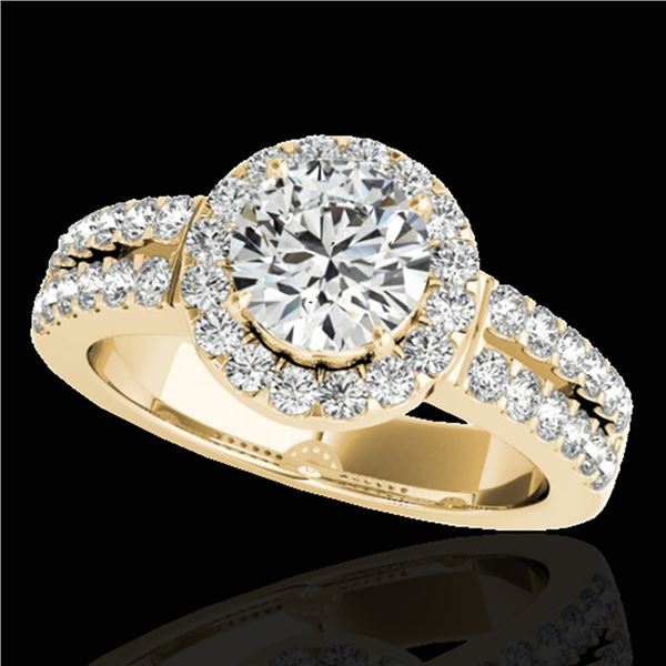 1.5 ctw Certified Diamond Solitaire Halo Ring 10k Yellow Gold - REF-218A2N