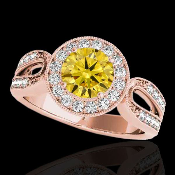 1.4 ctw Certified SI/I Fancy Intense Yellow Diamond Ring 10k Rose Gold - REF-204X5A