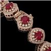 Image 3 : 37.35 ctw Certified Ruby & Diamond Victorian Bracelet 14K Rose Gold - REF-928M2G