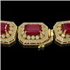 Image 3 : 137.65 ctw Certified Ruby & Diamond Victorian Necklace 14K Yellow Gold - REF-2875R6K