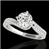 Image 1 : 1.2 ctw Certified Diamond Bypass Solitaire Ring 10k White Gold - REF-190N9F