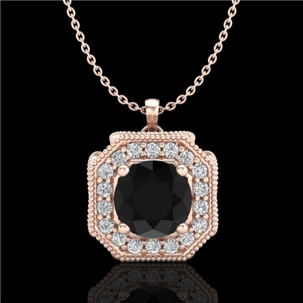 1.54 ctw Fancy Black Diamond Art Deco Stud Necklace 18k Rose Gold - REF-120X2A