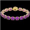 Image 2 : 78 ctw Amethyst & Micro Pave Diamond Bracelet 14k Yellow Gold - REF-218R2K