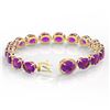 Image 3 : 78 ctw Amethyst & Micro Pave Diamond Bracelet 14k Yellow Gold - REF-218R2K