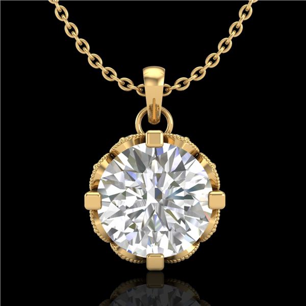 1.5 ctw VS/SI Diamond Solitaire Art Deco Stud Necklace 18k Yellow Gold - REF-363N5F