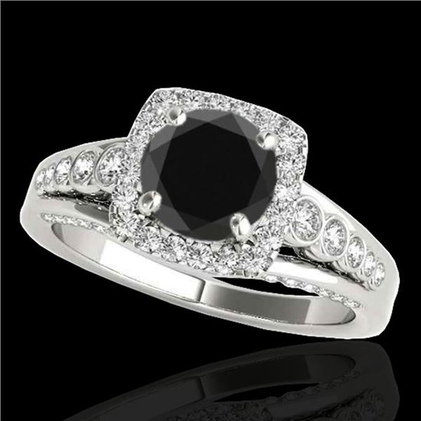 1.75 ctw Certified VS Black Diamond Solitaire Halo Ring 10k White Gold - REF-73X4A