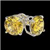 Image 3 : 2.57 ctw Certified Intense Yellow Diamond Stud Earrings 10k White Gold - REF-349M8G