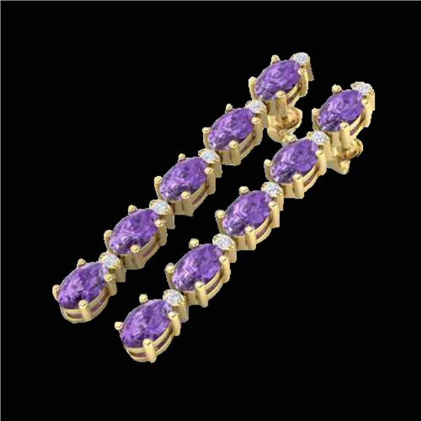 15.47 ctw Amethyst & VS/SI Certified Diamond Tennis Earrings 10k Yellow Gold - REF-75R6K