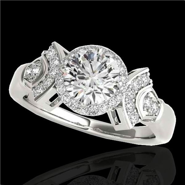 1.56 ctw Certified Diamond Solitaire Halo Ring 10k White Gold - REF-245R5K