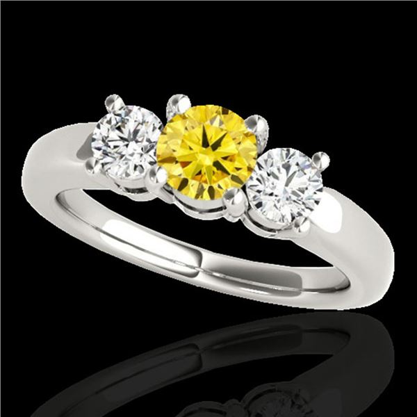 2 ctw SI/I Fancy Intense Yellow Diamond 3 Stone Ring 10k White Gold - REF-262A4N