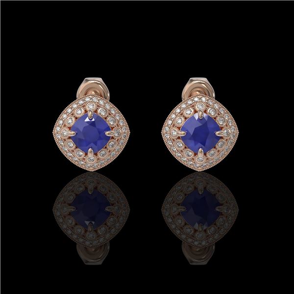 4.99 ctw Certified Sapphire & Diamond Victorian Earrings 14K Rose Gold - REF-117R3K