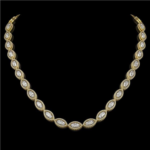 24.42 ctw Marquise Cut Diamond Micro Pave Necklace 18K Yellow Gold - REF-3359F5M