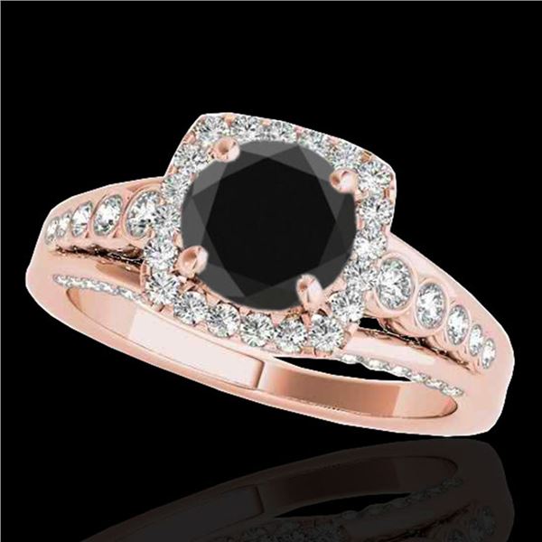 1.75 ctw Certified VS Black Diamond Solitaire Halo Ring 10k Rose Gold - REF-73N4F