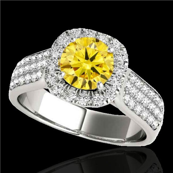 1.8 ctw Certified SI/I Fancy Intense Yellow Diamond Ring 10k White Gold - REF-211R4K