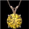 Image 1 : 2.50 ctw Certified Intense Yellow Diamond Necklace 10k Rose Gold - REF-478N6F