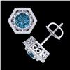 Image 3 : 1.07 ctw Fancy Intense Blue Diamond Art Deco Earrings 18k White Gold - REF-131W8H