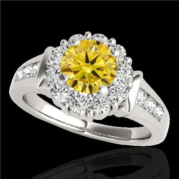 1.9 ctw Certified SI/I Fancy Intense Yellow Diamond Ring 10k White Gold - REF-216G8W