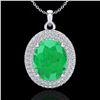 4.50 ctw Emerald & Micro Pave VS/SI Diamond Necklace 18k White Gold - REF-120A9N