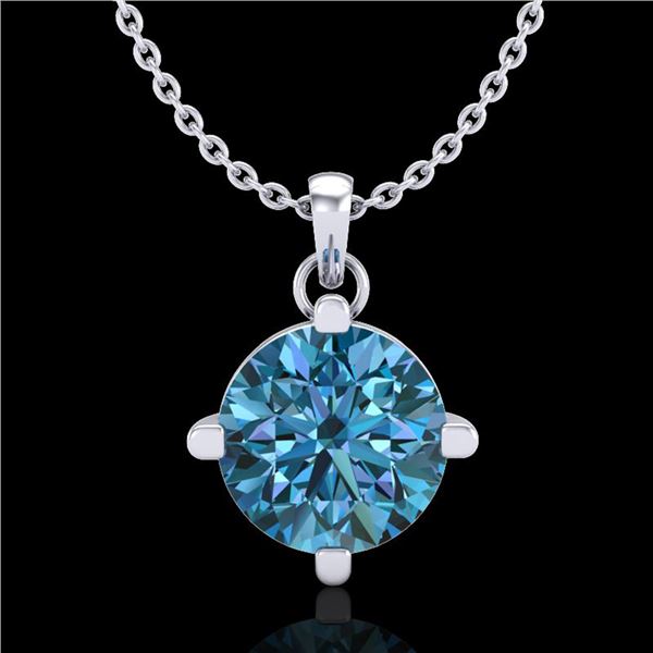 1 ctw Intense Blue Diamond Art Deco Stud Necklace 18k White Gold - REF-154M5G