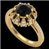 1.65 ctw Fancy Black Diamond Art Deco Micro Pave Ring 18k Yellow Gold - REF-132R8K