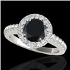 1.65 ctw Certified VS Black Diamond Solitaire Halo Ring 10k White Gold - REF-60A3N