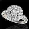 2.25 ctw Certified Diamond Solitaire Halo Ring 10k White Gold - REF-245M5G