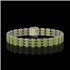 Image 3 : 25.34 ctw Peridot & Diamond Bracelet 14K White Gold - REF-318N2F