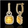 Image 2 : 7 ctw Citrine & Micro Pave VS/SI Diamond Earrings 18k Yellow Gold - REF-100H2R