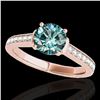 Image 1 : 1.5 ctw SI Certified Fancy Blue Diamond Solitaire Ring 10k Rose Gold - REF-130R9K