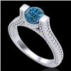 Image 1 : 2 ctw Fancy Intense Blue Diamond Micro Pave Ring 18k White Gold - REF-200W2H